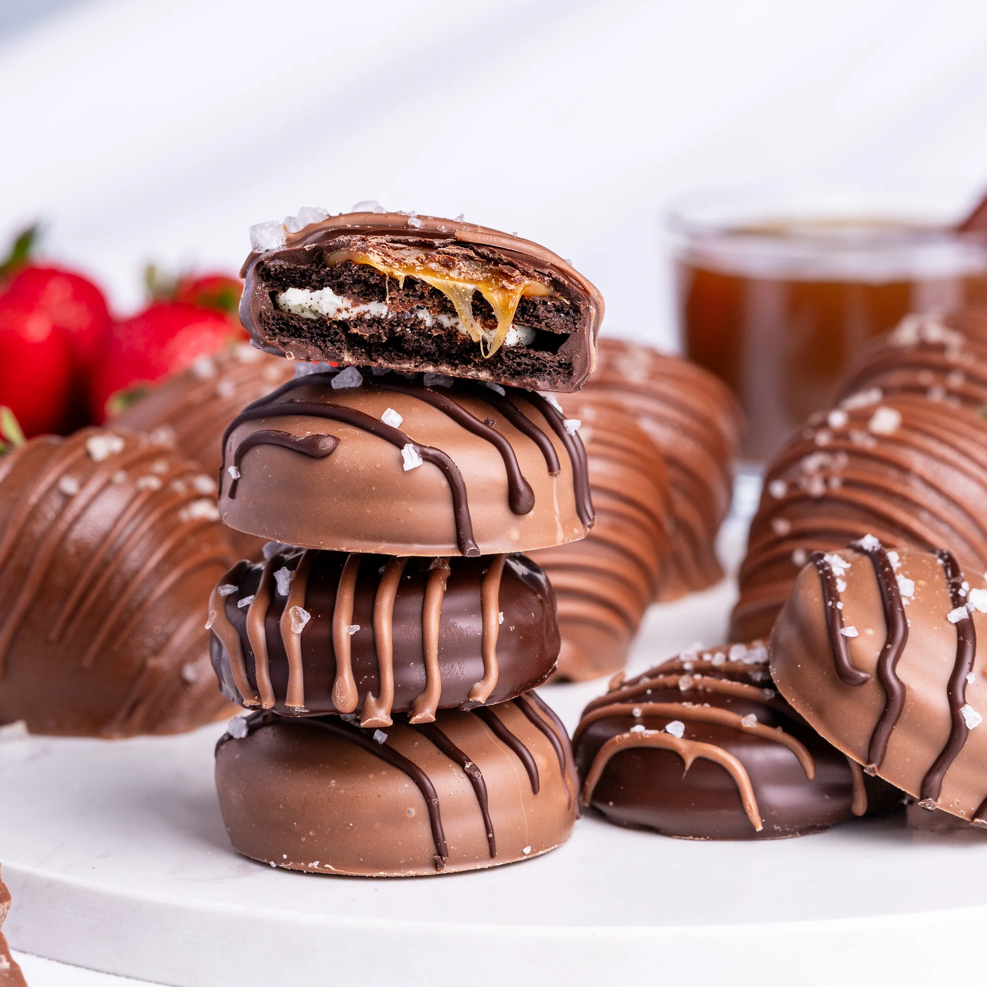 Sea Salt Caramel Belgian Chocolate Hand-Dipped Strawberries & Oreos® - Image 2